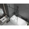 Mexen Vega baignoire rectangulaire 150 x 70 cm avec tablier et paravent à 1 volet de 100 cm, motif noir - 550115070X9510007070