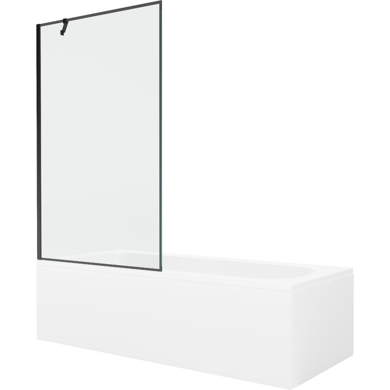 Mexen Vega baignoire rectangulaire 150 x 70 cm avec habillage et paroi de douche à 1 volet 100 cm, motif noir