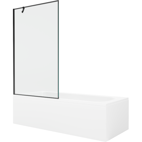 Mexen Vega baignoire rectangulaire 150 x 70 cm avec tablier et paravent à 1 volet de 100 cm, motif noir - 550115070X9510007070