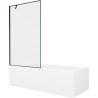Baignoire rectangulaire Mexen Vega 150 x 70 cm avec tablier et paravent 1 vantail 100 cm, motif noir - 550115070X9510007070