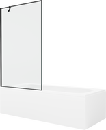 Baignoire rectangulaire Mexen Vega 150 x 70 cm avec tablier et paravent 1 vantail 100 cm, motif noir - 550115070X9510007070