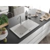 Mexen Cesar évier en granit 1 bac avec égouttoir et robinet de cuisine Flora, blanc - 6514-20-670401-06