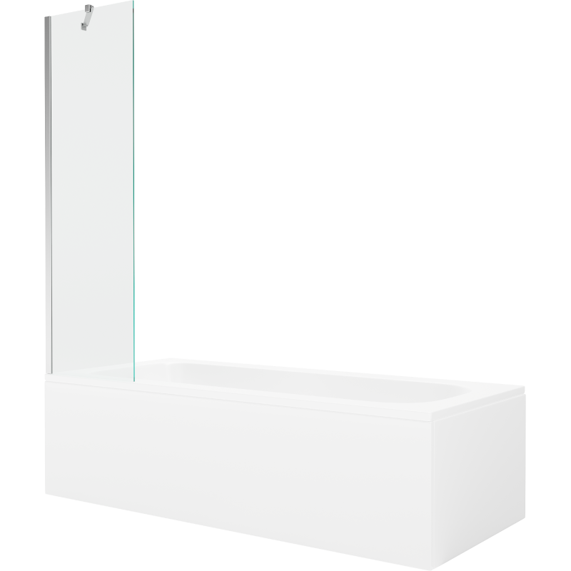 Mexen Vega baignoire rectangulaire 160 x 70 cm avec tablier et paroi 1 volet 50 cm, transparent, chromé - 550116070X9505000001