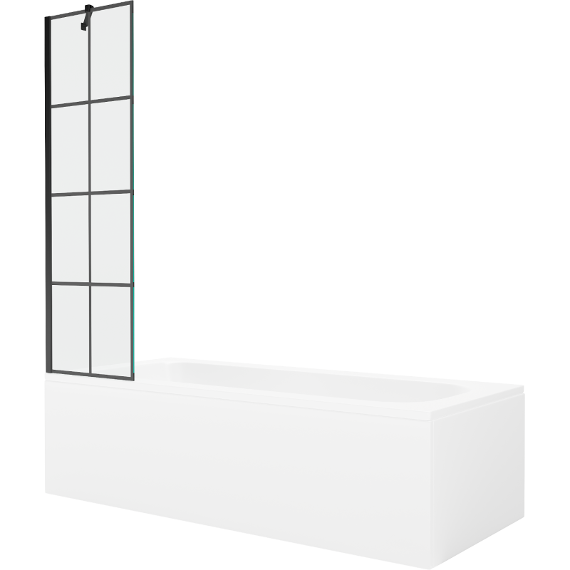 Mexen Vega baignoire rectangulaire 160 x 70 cm avec panneau et paroi 1-volet 50 cm, motif noir - 550116070X9505007077