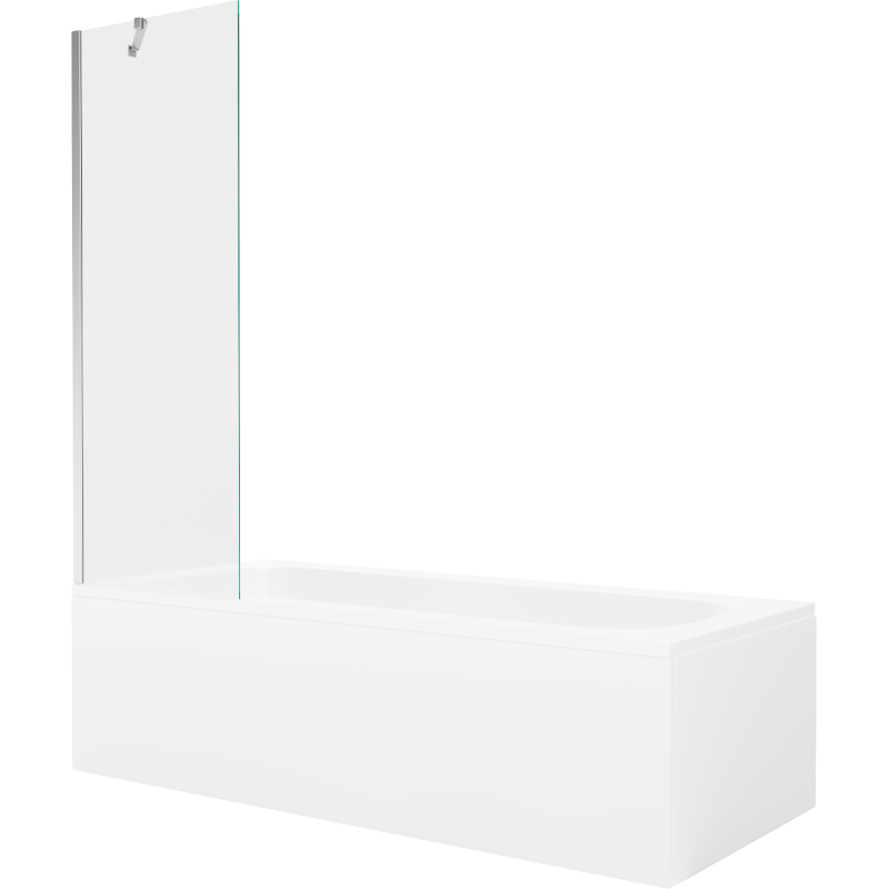 Mexen Vega baignoire rectangulaire 160 x 70 cm avec habillage et paroi de douche 1 volet 60 cm, transparent, chrome - 550116070?