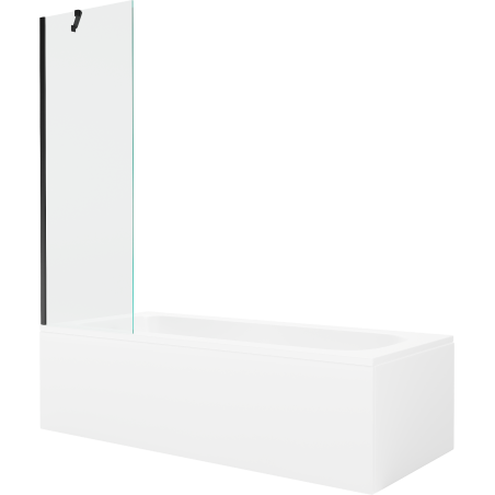 Mexen Vega baignoire rectangulaire 160 x 70 cm avec habillage et paravent à 1 vantail 60 cm, transparent, noir - 550116070X9506?