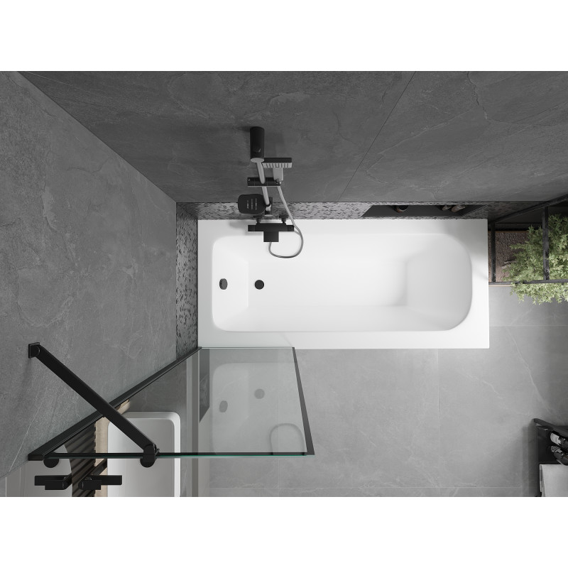 Mexen Vega baignoire rectangulaire 160 x 70 cm avec tablier et pare-baignoire 1 volet 60 cm, motif noir - 550116070X9506007070
