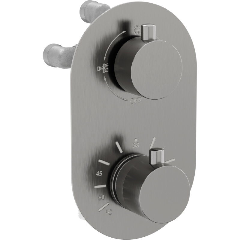 Mexen Kai mitigeur thermostatique bain-douche à 3 sorties, gun gray brossé - 77602-66