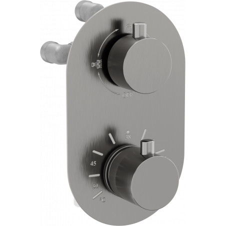 Mexen Kai mitigeur thermostatique bain-douche à 3 sorties, gun gray brossé - 77602-66