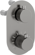 Mexen Kai mitigeur thermostatique bain-douche à 3 sorties, gun gray brossé - 77602-66