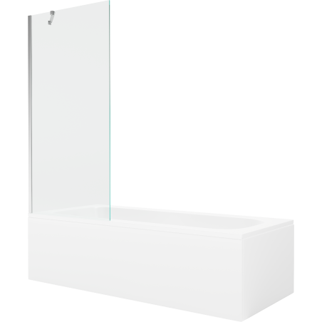 Mexen Vega baignoire rectangulaire 160 x 70 cm avec tablier et écran 1 volet 80 cm, transparent, chrome - 550116070X9508000001
