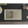 Mexen Cesar évier en granit 1 bac avec égouttoir et mitigeur de cuisine Flora, beige - 6514-69-670401-00