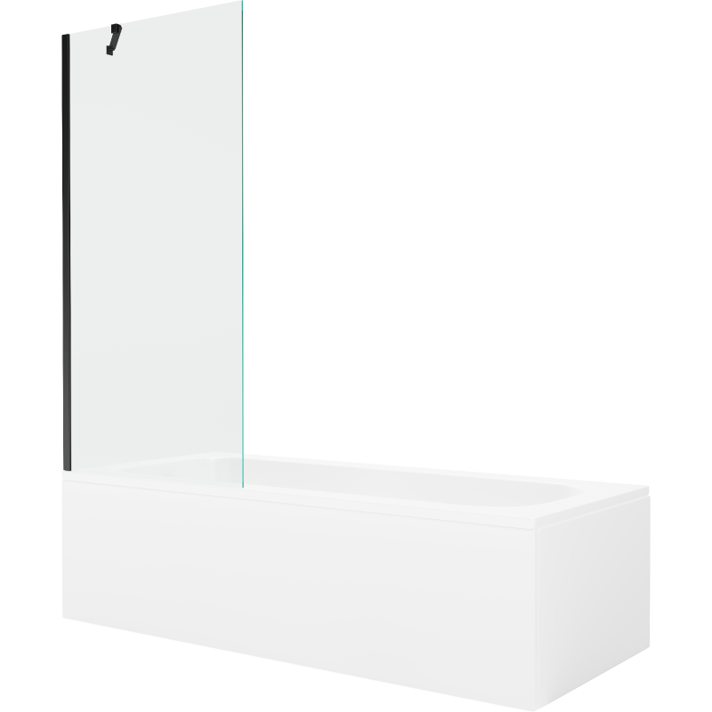 Mexen Vega baignoire rectangulaire 160 x 70 cm avec tablier et paroi 1 volet 80 cm, transparent, noir - 550116070X9508000070