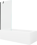 Mexen Vega baignoire rectangulaire 160 x 70 cm avec tablier et paroi 1 volet 80 cm, transparent, noir - 550116070X9508000070