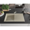 Mexen Cesar évier en granit 1-bassine avec égouttoir et robinet de cuisine Flora, beige - 6514-69-670401-07