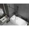 Mexen Vega baignoire rectangulaire 160 x 70 cm avec habillage et paroi de douche à 1 volet 80 cm, motif noir