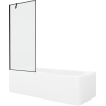 Baignoire rectangulaire Mexen Vega 160 x 70 cm avec revêtement et paroi 1-volet 80 cm, motif noir - 550116070X9508007070