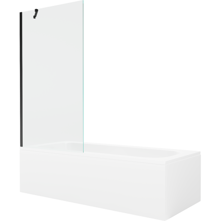 Mexen Vega baignoire rectangulaire 160 x 70 cm avec habillage et paroi de douche 1 volet 90 cm, transparent, noir