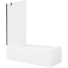 Mexen Vega baignoire rectangulaire 160 x 70 cm avec habillage et paroi de douche 1 volet 90 cm, transparent, noir
