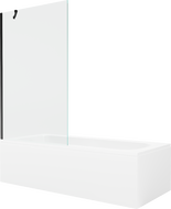 Mexen Vega baignoire rectangulaire 160 x 70 cm avec habillage et paroi de douche à 1 volet 100 cm, transparent, noir