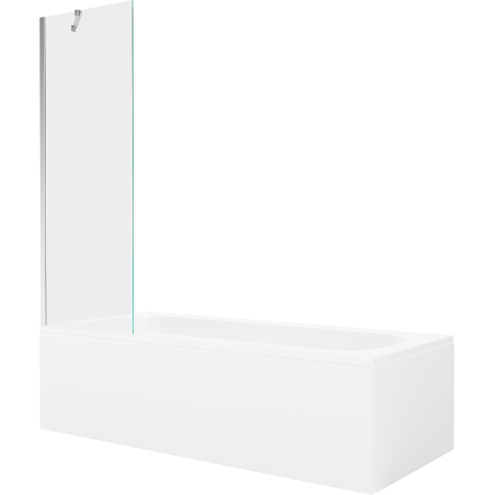 Mexen Vega baignoire rectangulaire 170 x 70 cm avec tablier et paravent 1 volet 60 cm, transparent, chrome