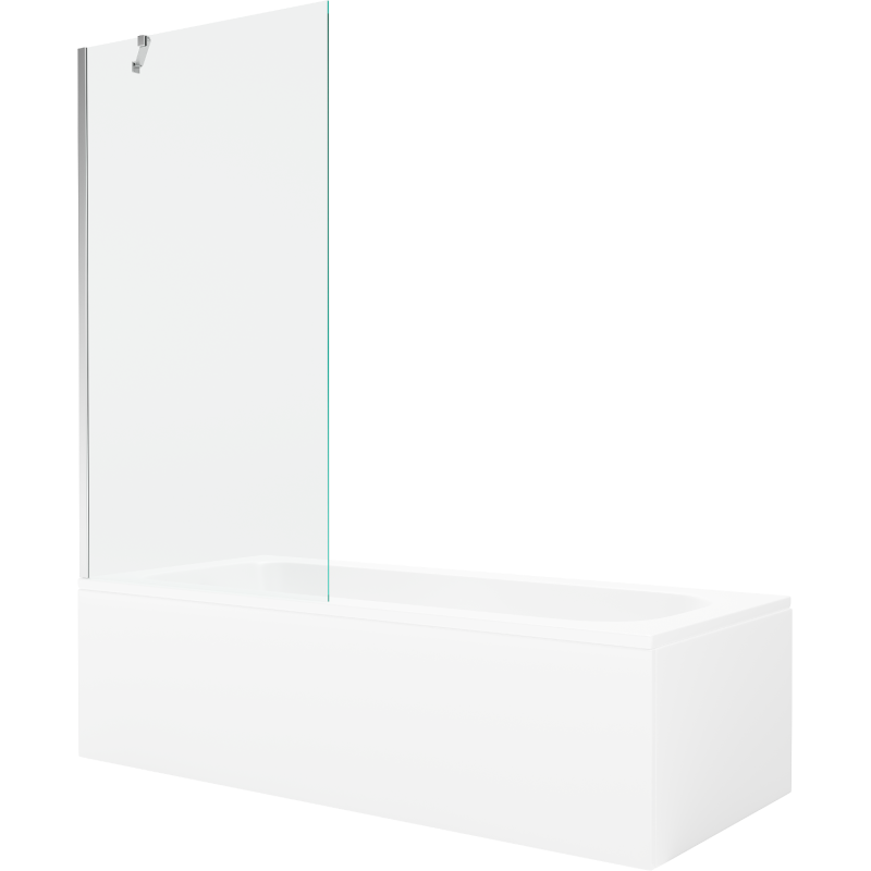 Baignoire rectangulaire Mexen Vega 170 x 70 cm avec tablier et paroi 1 volet 90 cm, transparent, chrome - 550117070X9509000001