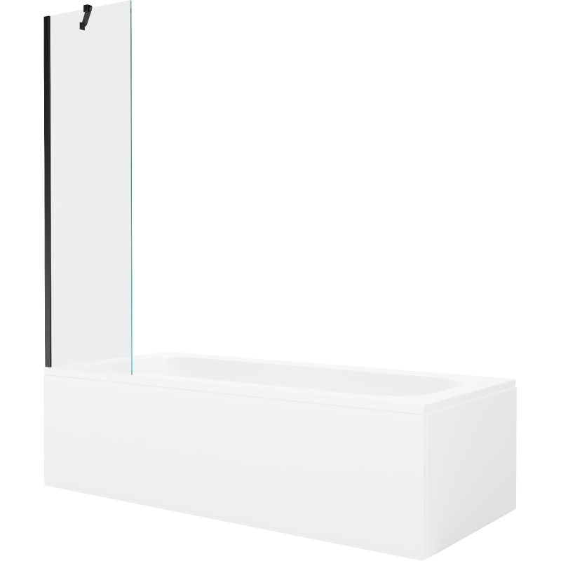 Baignoire rectangulaire Mexen Vega 170 x 70 cm avec tablier et paroi 1 volet 50 cm, transparent, noir - 550117070X9505000070