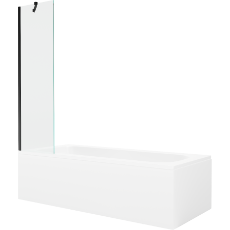 Baignoire rectangulaire Mexen Vega 170 x 70 cm avec tablier et paroi 1 volet 50 cm, transparent, noir - 550117070X9505000070