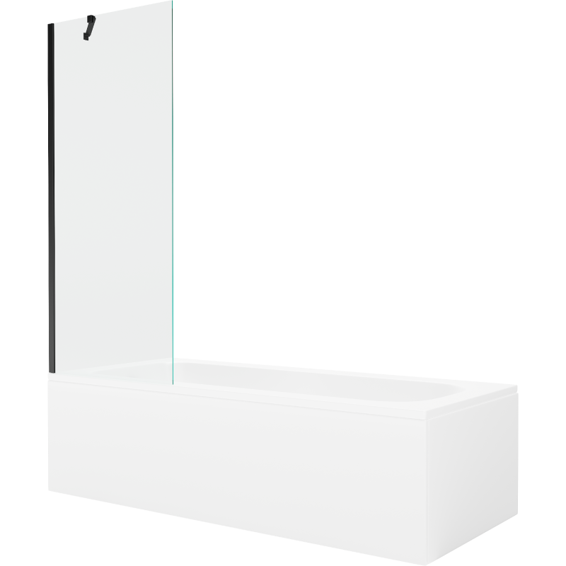 Mexen Vega baignoire rectangulaire 170 x 70 cm avec écran 1 volet 70 cm, transparent, noir - 550117070X9507000070
