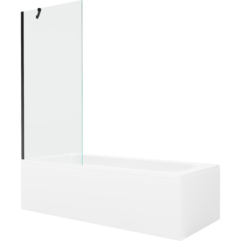 Mexen Vega baignoire rectangulaire 170 x 70 cm avec habillage et paroi de douche à 1 battant 80 cm, transparent, noir