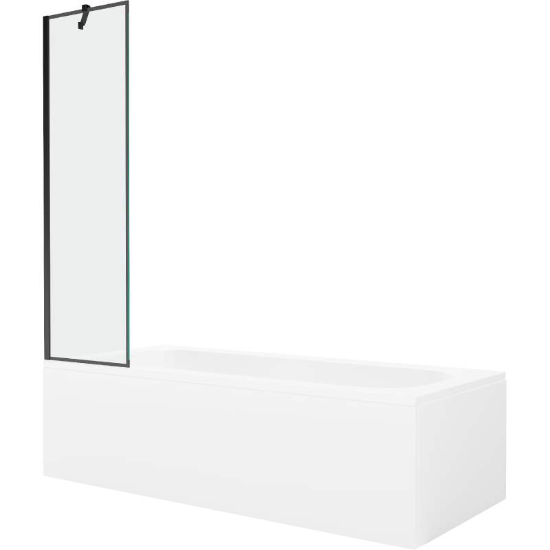 Baignoire rectangulaire Mexen Vega 170 x 70 cm avec revêtement et paroi 1-volet 50 cm, motif noir - 550117070X9505007070
