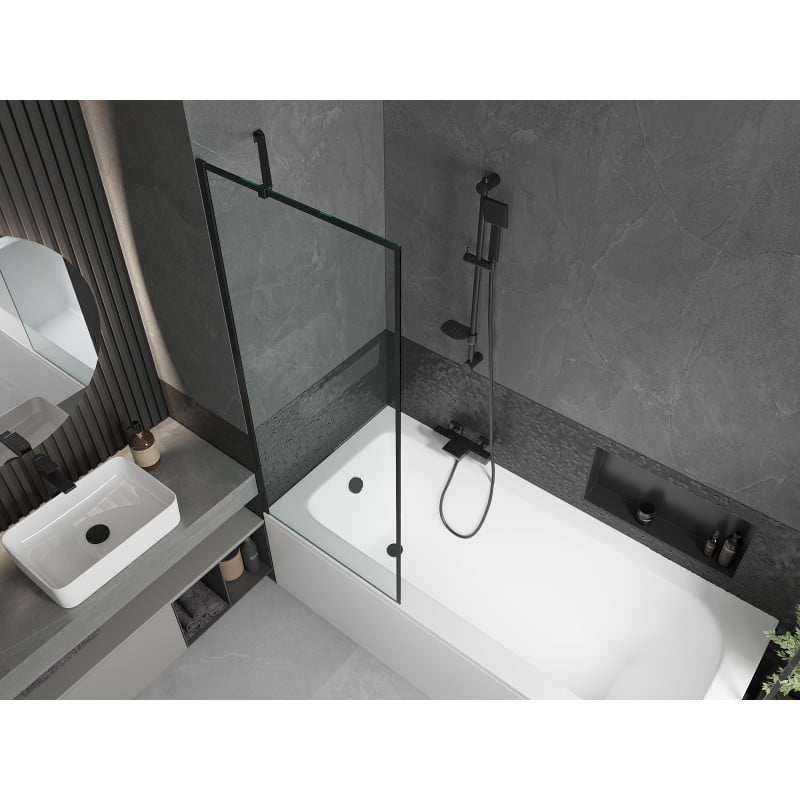 Mexen Vega baignoire rectangulaire 170 x 70 cm avec habillage et écran à 1 volet 70 cm, motif noir - 550117070X9507007070