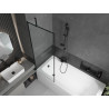Mexen Vega baignoire rectangulaire 170 x 70 cm avec habillage et paravent à 1 volet 70 cm, motif noir - 550117070X9507007070
