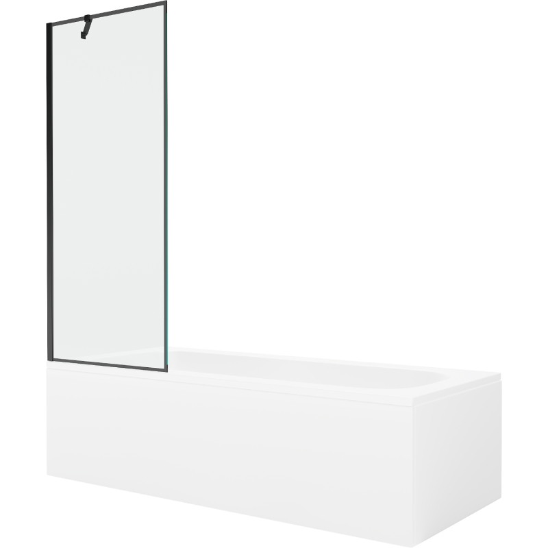 Mexen Vega baignoire rectangulaire 170 x 70 cm avec habillage et écran 1 volet 70 cm, motif noir - 550117070X9507007070