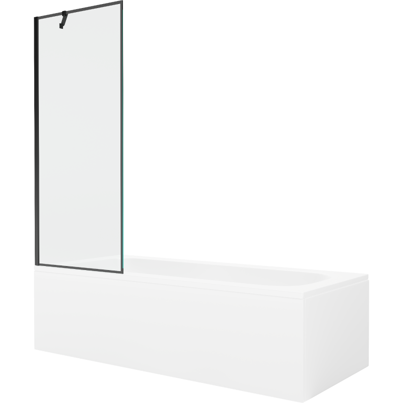 Mexen Vega baignoire rectangulaire 170 x 70 cm avec tablier et paravent à 1 battant 70 cm, motif noir - 550117070X9507007070