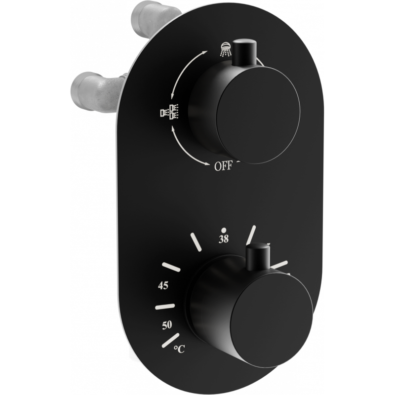 Mexen Kai robinet de bain-douche thermostatique 3 sorties, noir - 77602-70