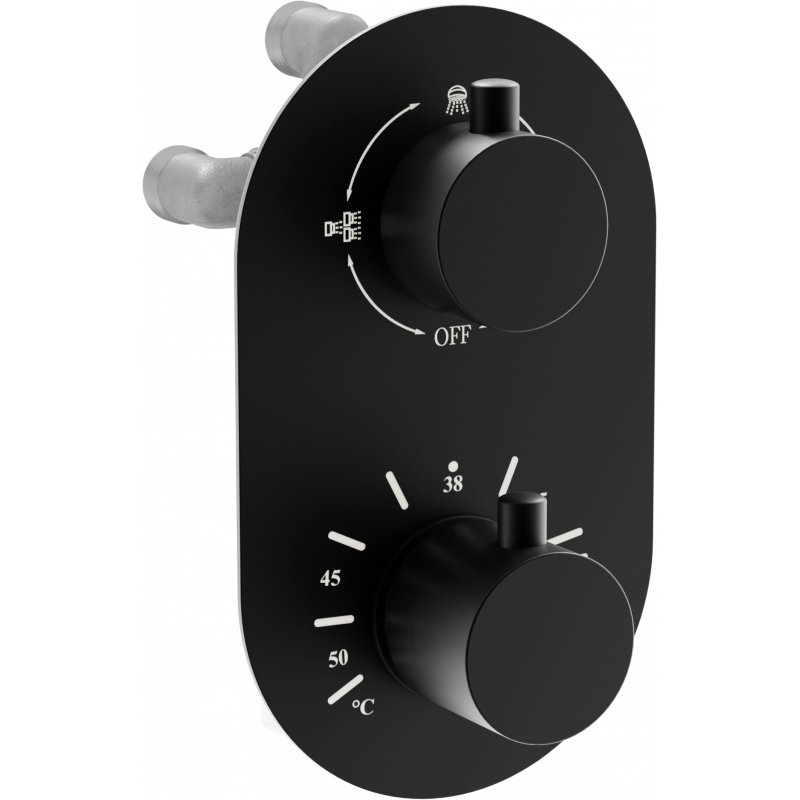 Mexen Kai robinet thermostatique bain-douche à 3 sorties, noir - 77602-70
