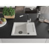 Mexen Enzo évier en granit 1-bac avec égouttoir et robinet de cuisine Flora, blanc - 6506-20-670401-07-B