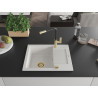 Mexen Enzo évier de cuisine en granit 1 bac avec égouttoir et robinet Flora, blanc - 6506-20-670401-57-G