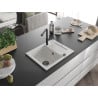 Mexen Enzo évier en granit 1-bac avec égouttoir et robinet de cuisine Flora, blanc - 6506-20-670401-70-B