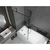 Mexen Vega baignoire rectangulaire 170 x 70 cm avec habillage et paroi de douche 1 volet 90 cm, motif noir