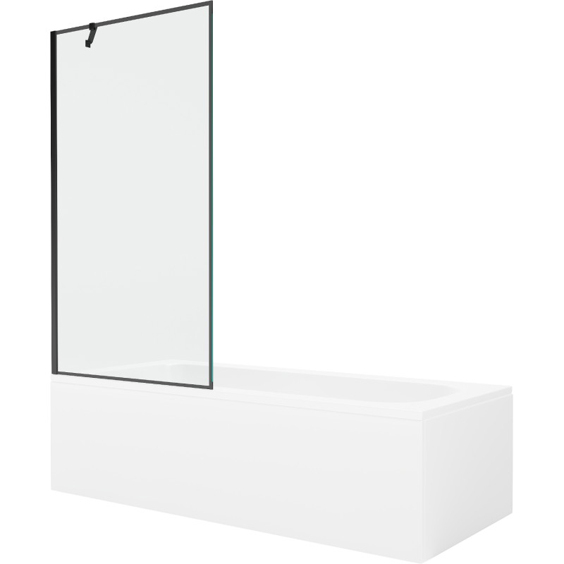 Mexen Vega baignoire rectangulaire 170 x 70 cm avec habillage et paroi de douche 1 volet 90 cm, motif noir