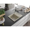 Mexen Enzo évier de cuisine en granit 1 bac avec égouttoir et robinet Flora, beige - 6506-69-670401-00
