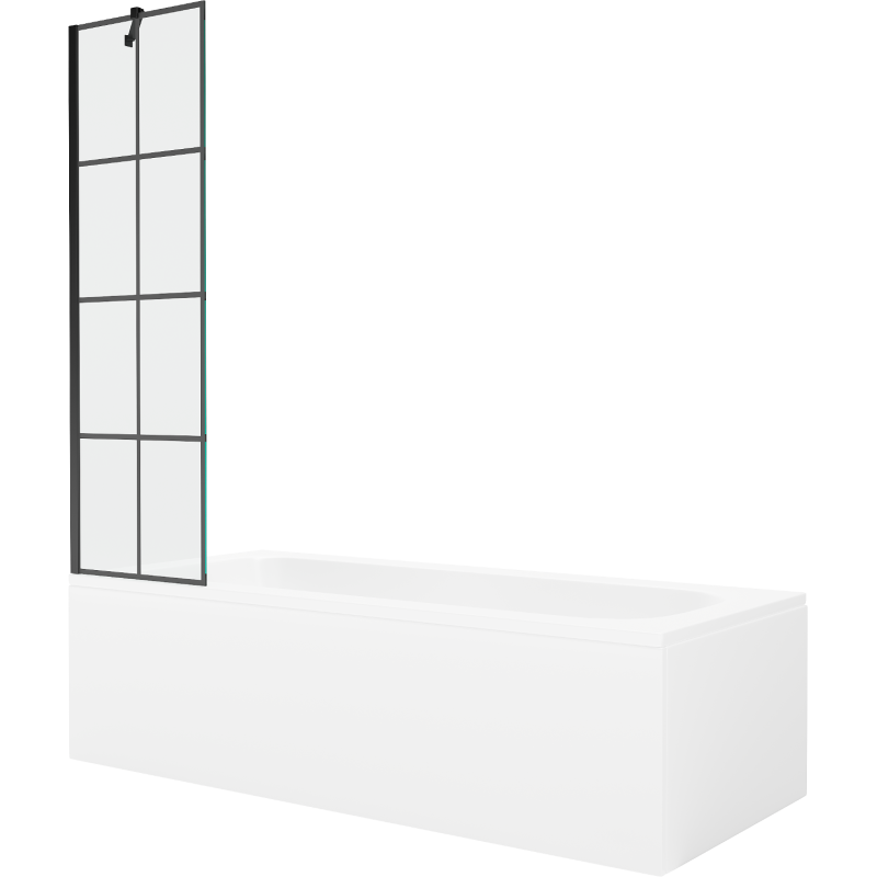 Mexen Vega baignoire rectangulaire 170 x 70 cm avec tablier et paroi de douche 1 volet 50 cm, motif noir - 550117077X9505007077