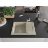 Mexen Enzo évier en granit 1 bac avec égouttoir et mitigeur cuisine Flora, beige - 6506-69-670401-07