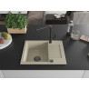 Mexen Enzo évier de cuisine en granit à 1 bac avec égouttoir et robinet Flora, beige - 6506-69-670401-70-B