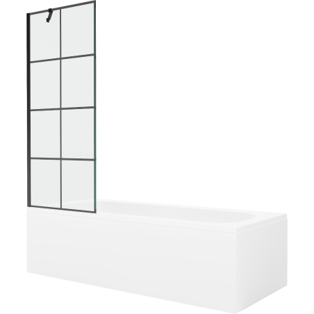Mexen Vega baignoire rectangulaire 170 x 70 cm avec habillage et paroi pivotante 70 cm, motif noir - 550117077X9507007077