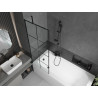 Mexen Vega baignoire rectangulaire 170 x 70 cm avec habillage et paroi de douche à 1 volet 70 cm, motif noir