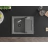 Mexen Enzo évier en granit 1 bac avec égouttoir et mitigeur de cuisine Flora, gris - 6506-71-670401-07-B