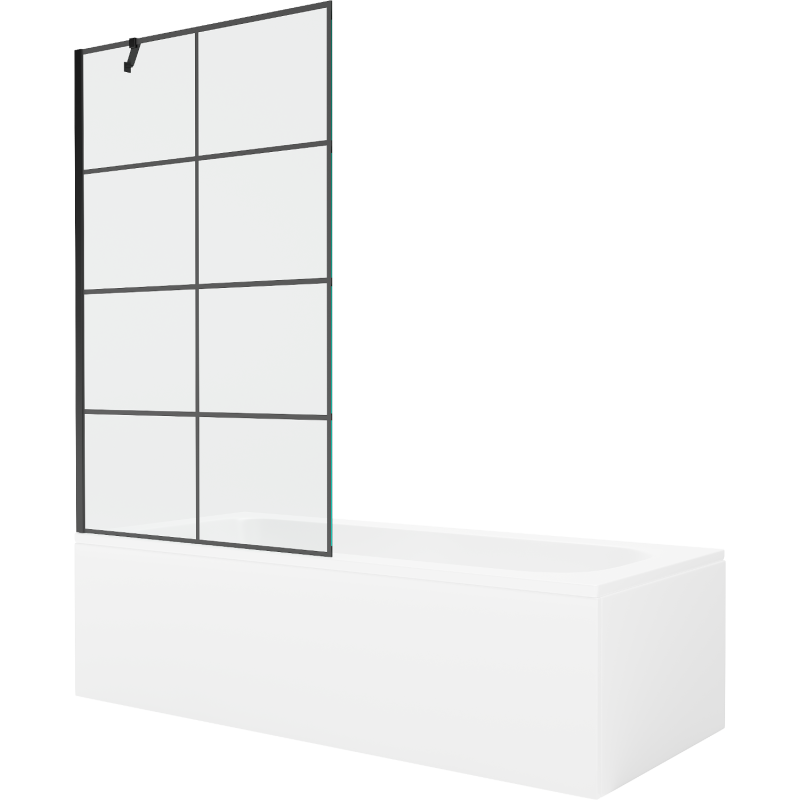 Mexen Vega baignoire rectangulaire 170 x 70 cm avec habillage et paravent simple 100 cm, motif noir - 550117077X9510007077